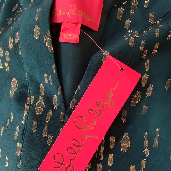 Lilly Pulitzer Elenora Silk Dress Inky Tidal - Picture 10 of 10